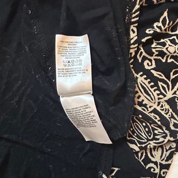 Lucky Brand Black Tan Floral‎ Print Tunic Top Boho Womens Plus Sz 3X Lightweight - Picture 6 of 7